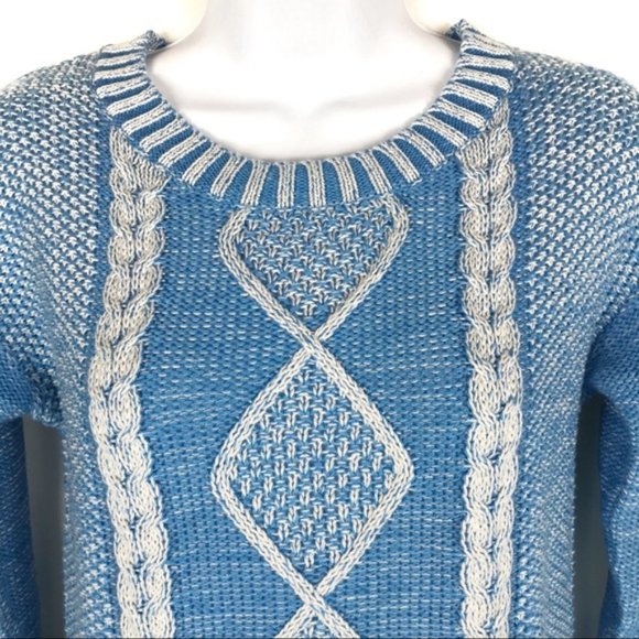 Mossimo Blue White Cable Knit Sweater - Picture 3 of 7